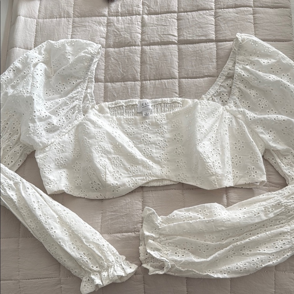 Le Lis White Eyelet Puff Sleeve Top